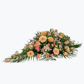 Bårebukett/båredekorasjon i  pastellfarger (100 cm)